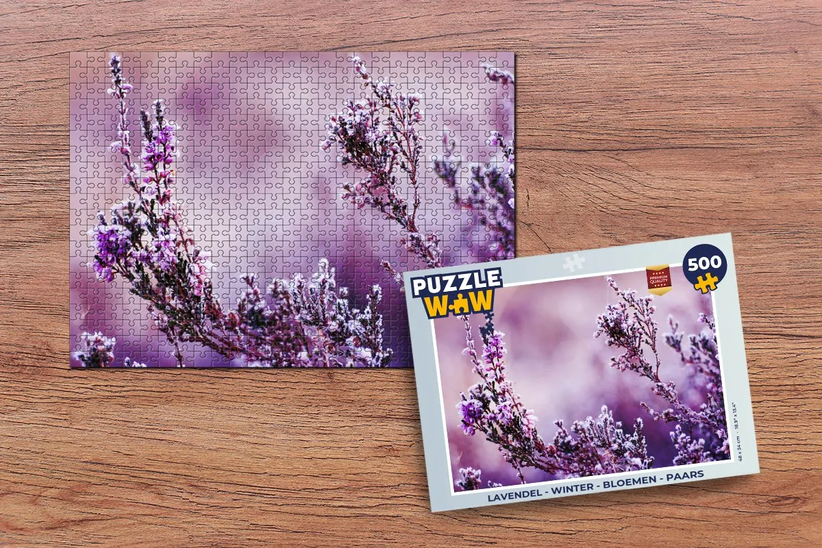 PuzzleWow Legpuzzel Lavendel Winter Bloemen 500 Stuks - Paars