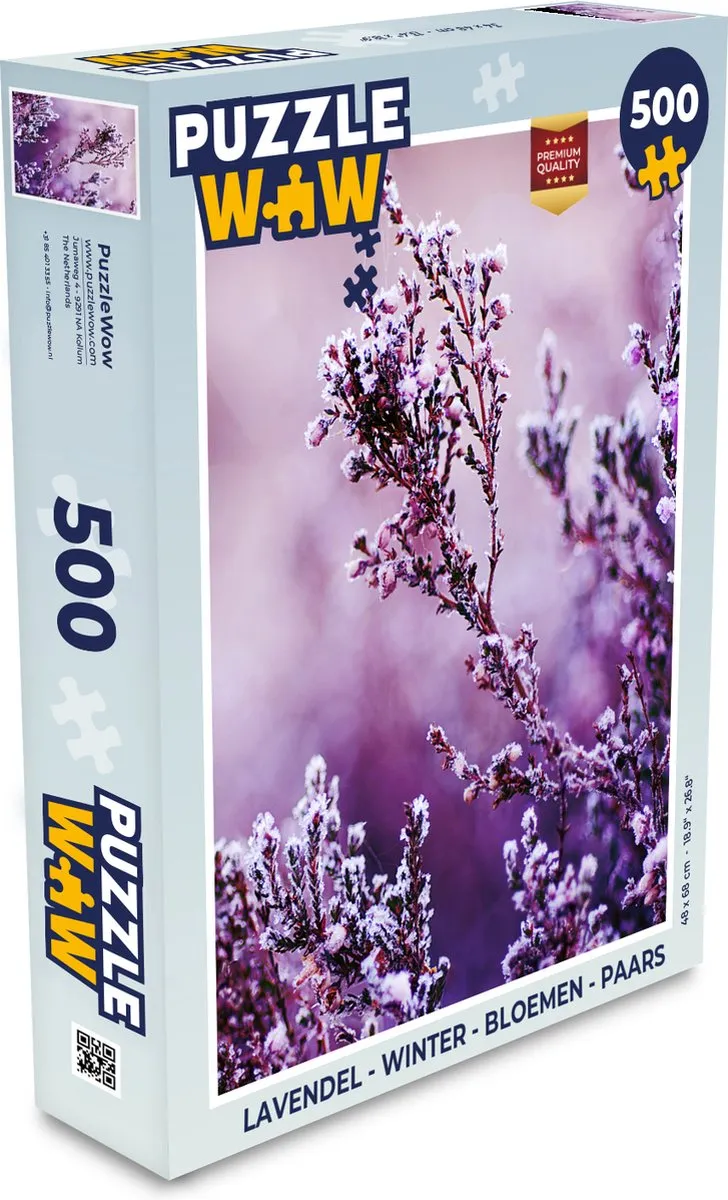PuzzleWow Legpuzzel Lavendel Winter Bloemen 500 Stuks - Paars