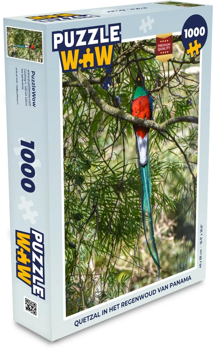 PuzzleWow Quetzal Regenwoud Panama Legpuzzel 1000 Stuks - Multicolor