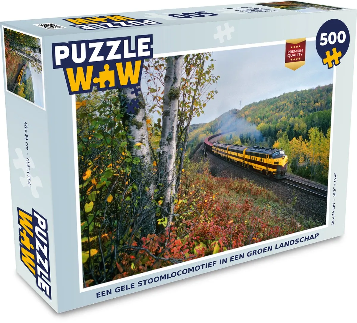 PuzzleWow Legpuzzel Een Gele Stoomtrein 500 Stuks - Multicolor