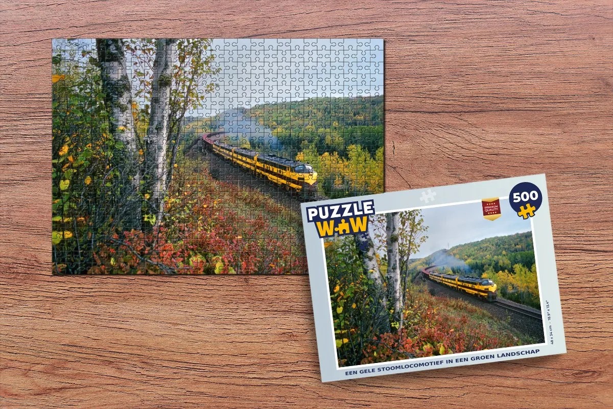 PuzzleWow Legpuzzel Een Gele Stoomtrein 500 Stuks