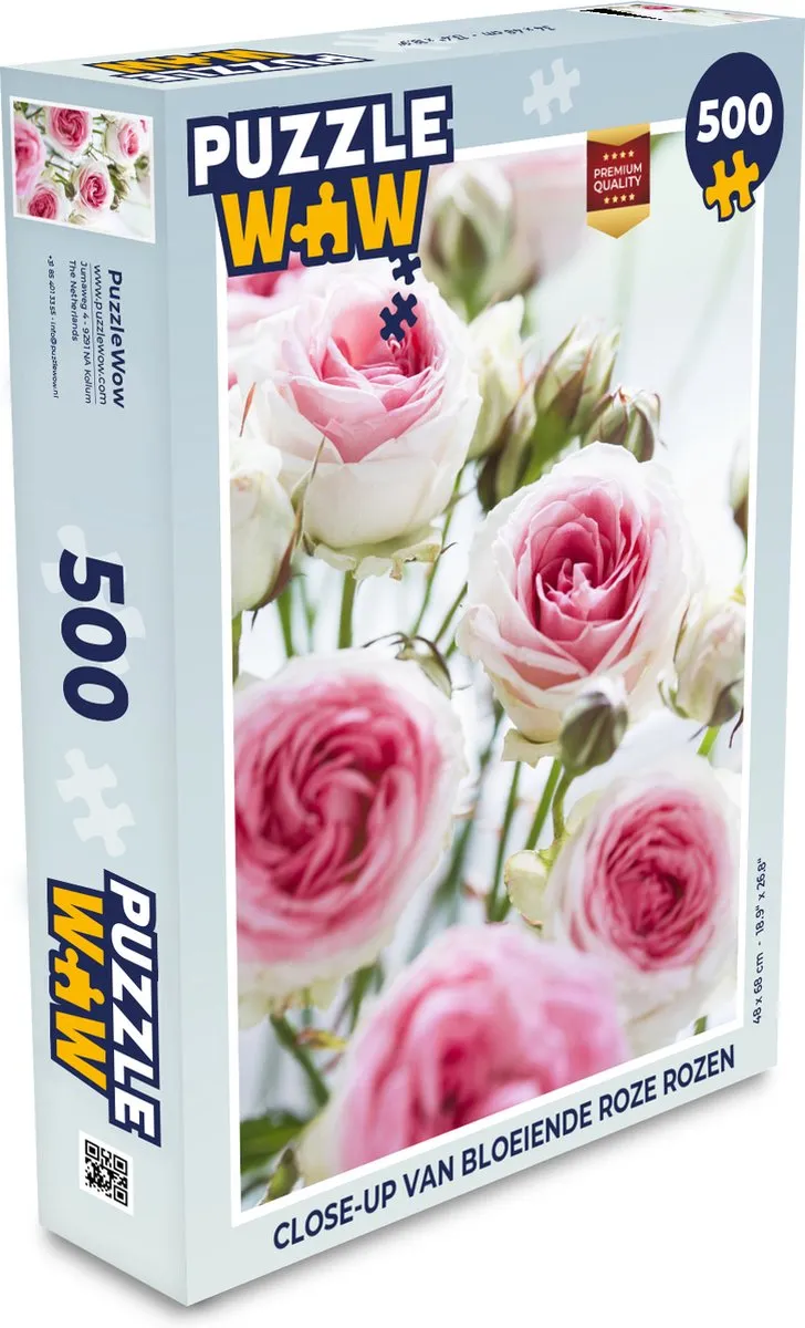PuzzleWow Legpuzzel Close-up Rozen 500 Stuks