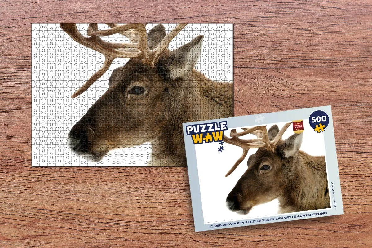 PuzzleWow Legpuzzel Close-up Rendier 500 Stuks - Multicolor