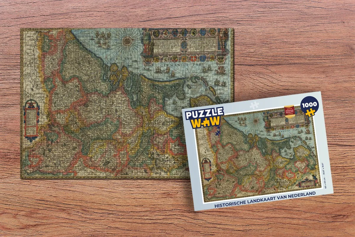 PuzzleWow Historische Landkaart Nederland Legpuzzel 1000 Stuks - Multicolor