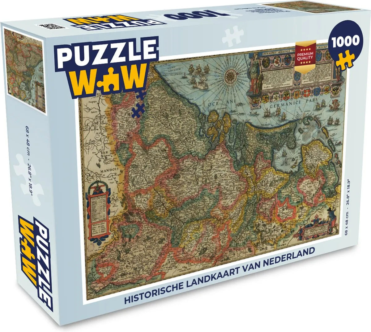PuzzleWow Historische Landkaart Nederland Legpuzzel 1000 Stuks