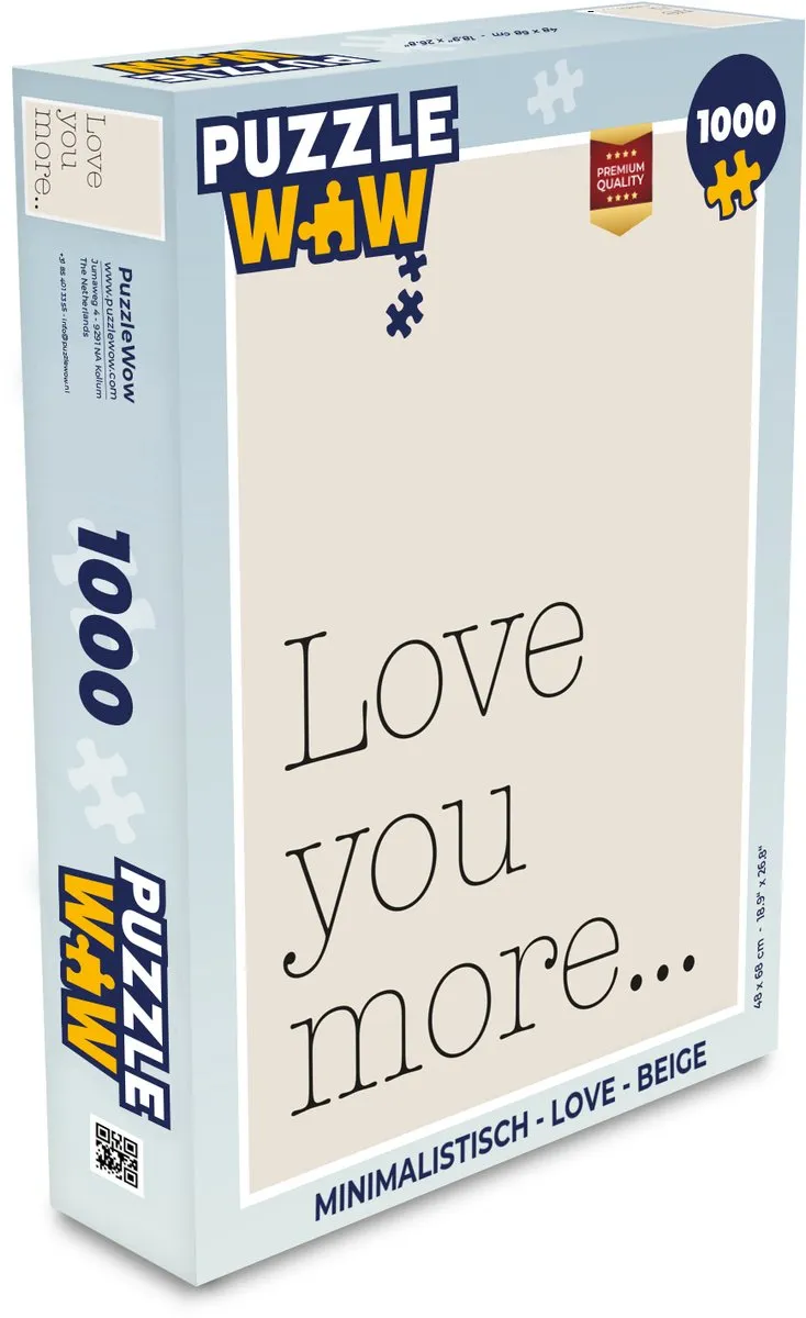 PuzzleWow Love Minimalistisch Legpuzzel 1000 Stuks - Beige