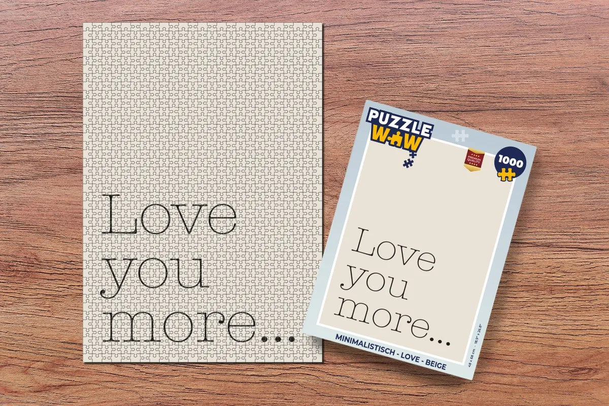 PuzzleWow Love Minimalistisch Legpuzzel 1000 Stuks - Beige