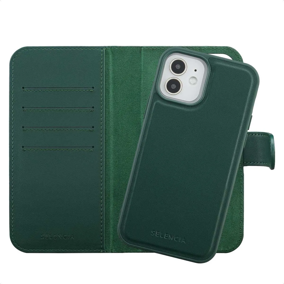 Selencia Hoesje iPhone 12 Pro/12 MagSafe - Groen - 6 Pasjes