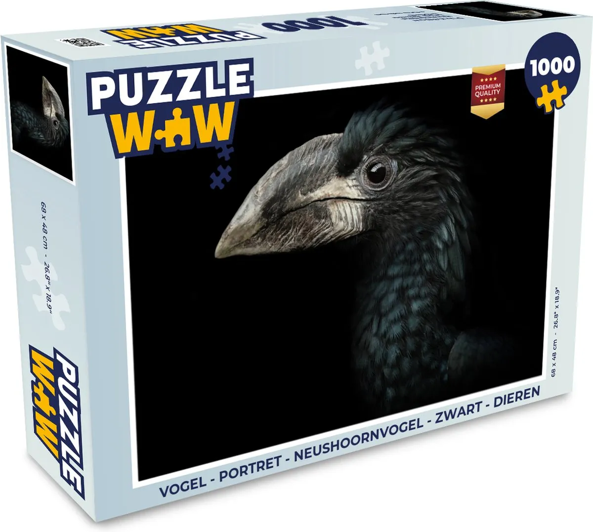 PuzzleWow Vogel Portret Neushoornvogel Legpuzzel 1000 Stuks - Multicolor
