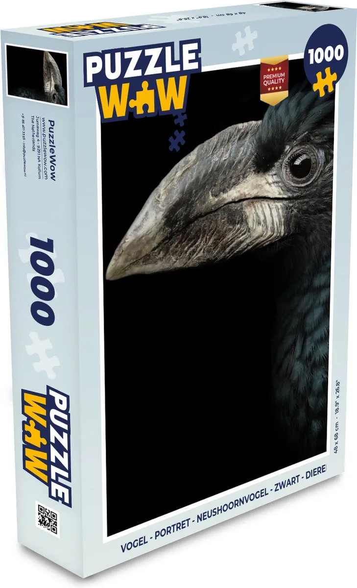 PuzzleWow Vogel Portret Neushoornvogel Legpuzzel 1000 Stuks - Multicolor