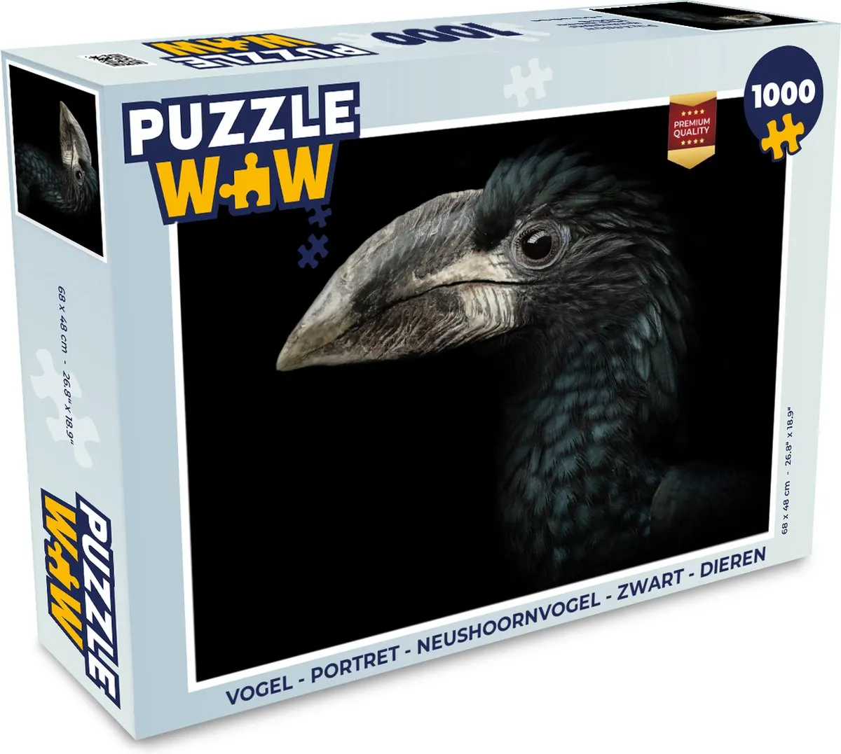 PuzzleWow Vogel Portret Neushoornvogel Legpuzzel 1000 Stuks - Multicolor