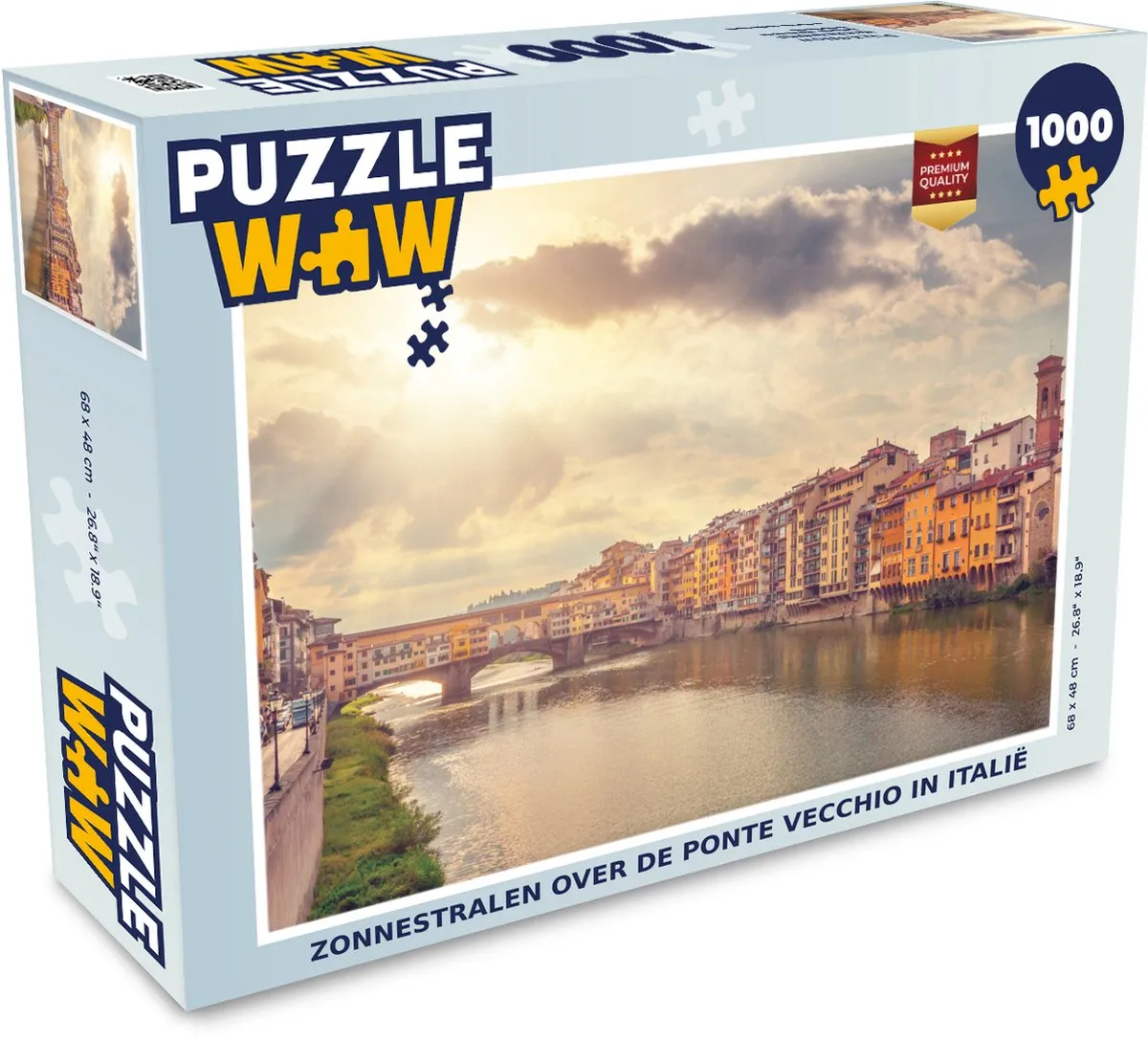 PuzzleWow Legpuzzel Zonnestralen Ponte Vecchio 1000 Stuks