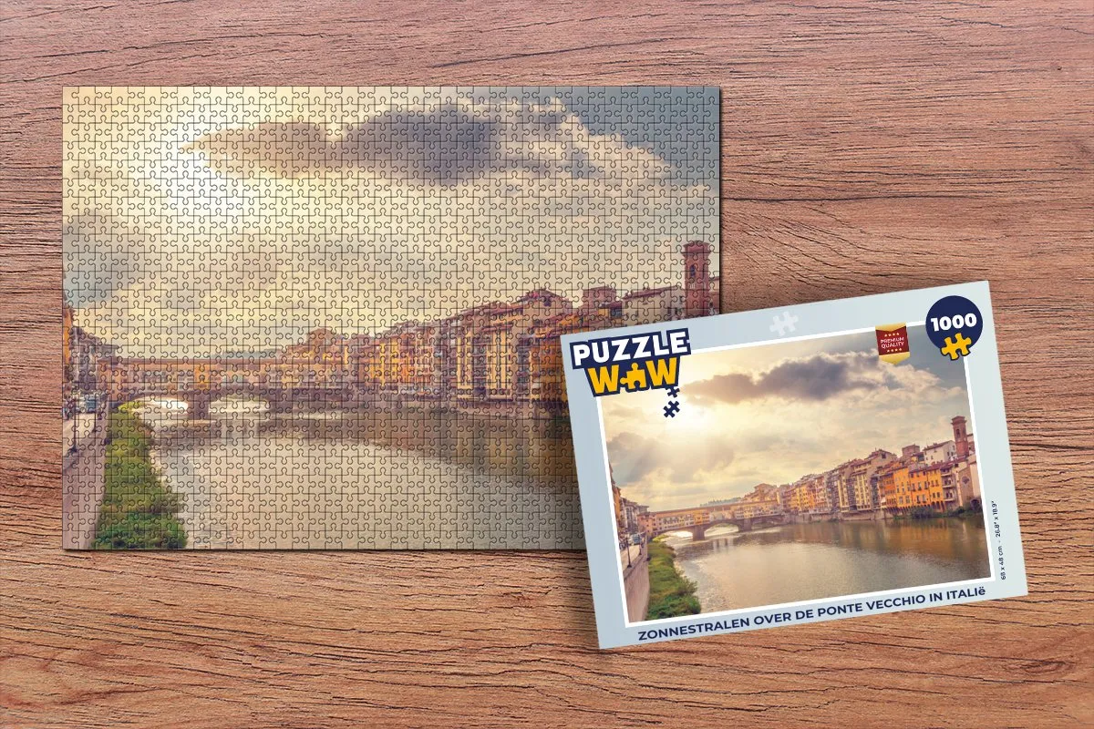 PuzzleWow Legpuzzel Zonnestralen Ponte Vecchio 1000 Stuks - Multicolor