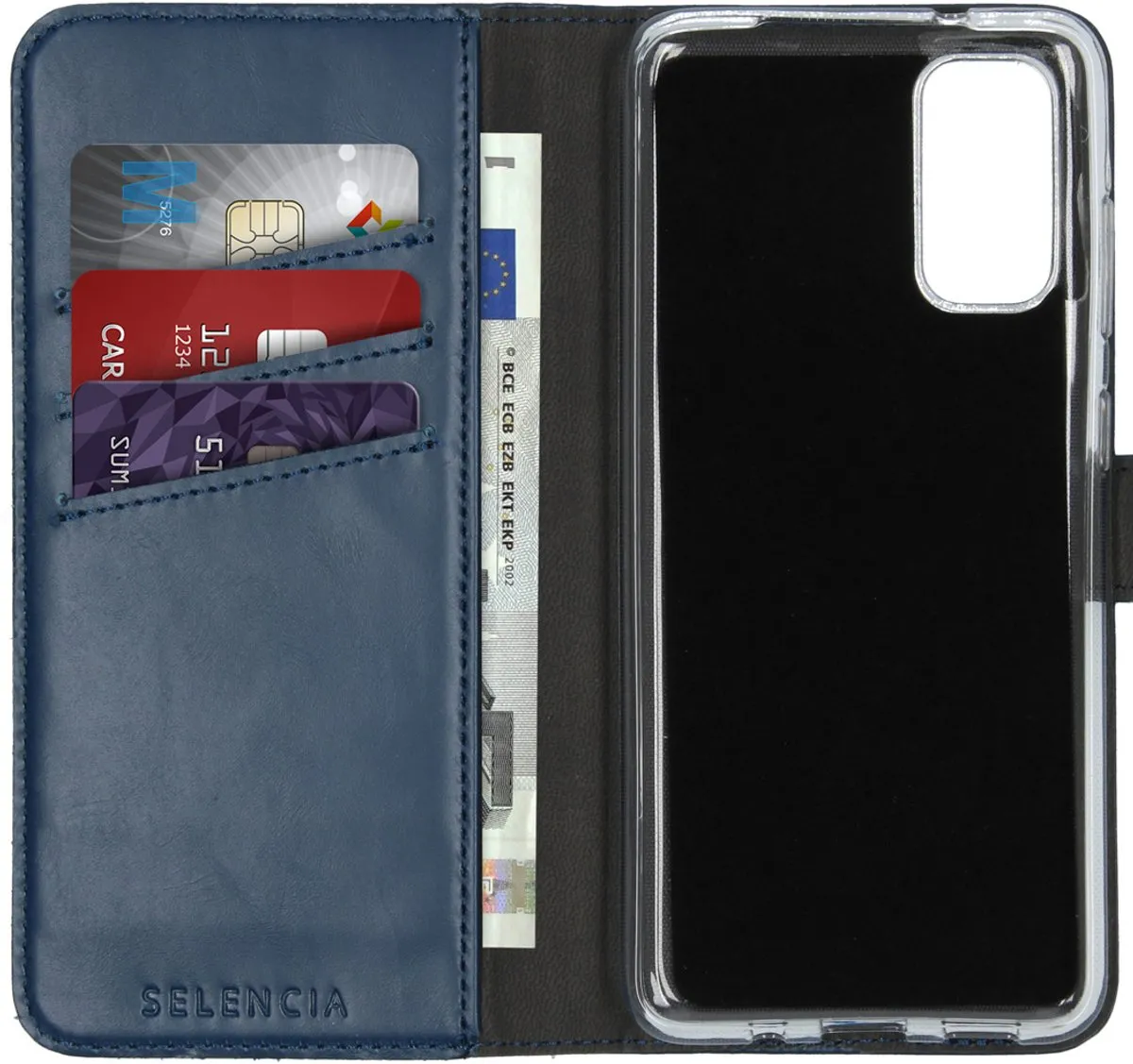 Selencia Hoesje Samsung Galaxy S20 - Echt Lederen Bookcase Blauw