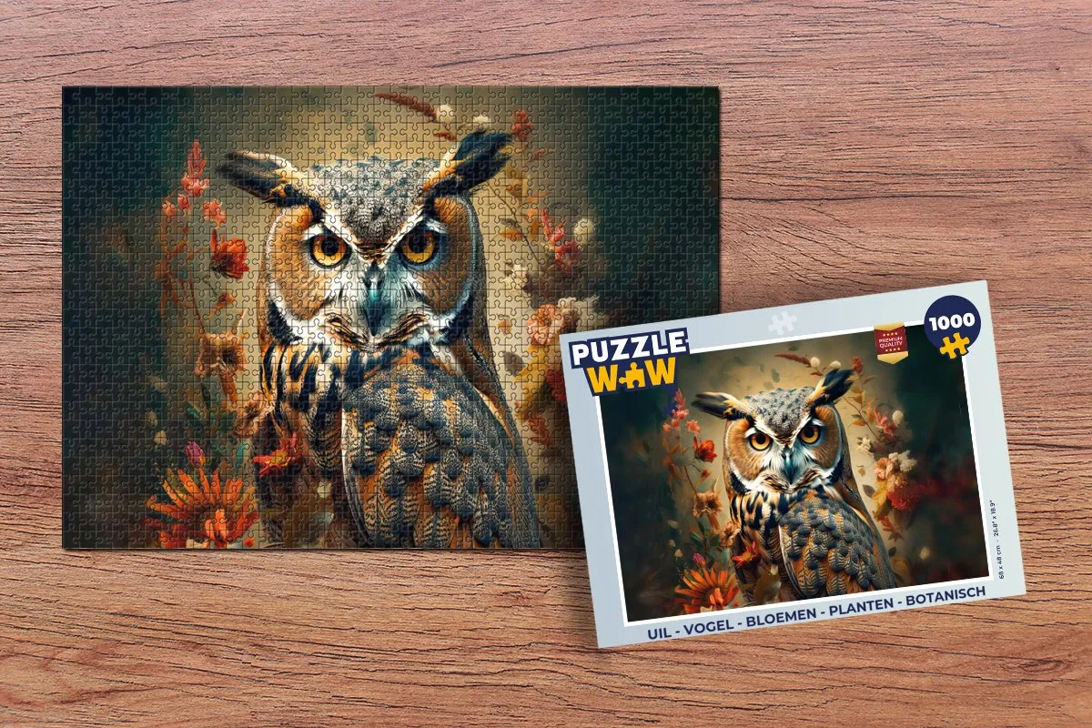 PuzzleWow Vogel Botanisch Legpuzzel 1000 Stuks - Multicolor