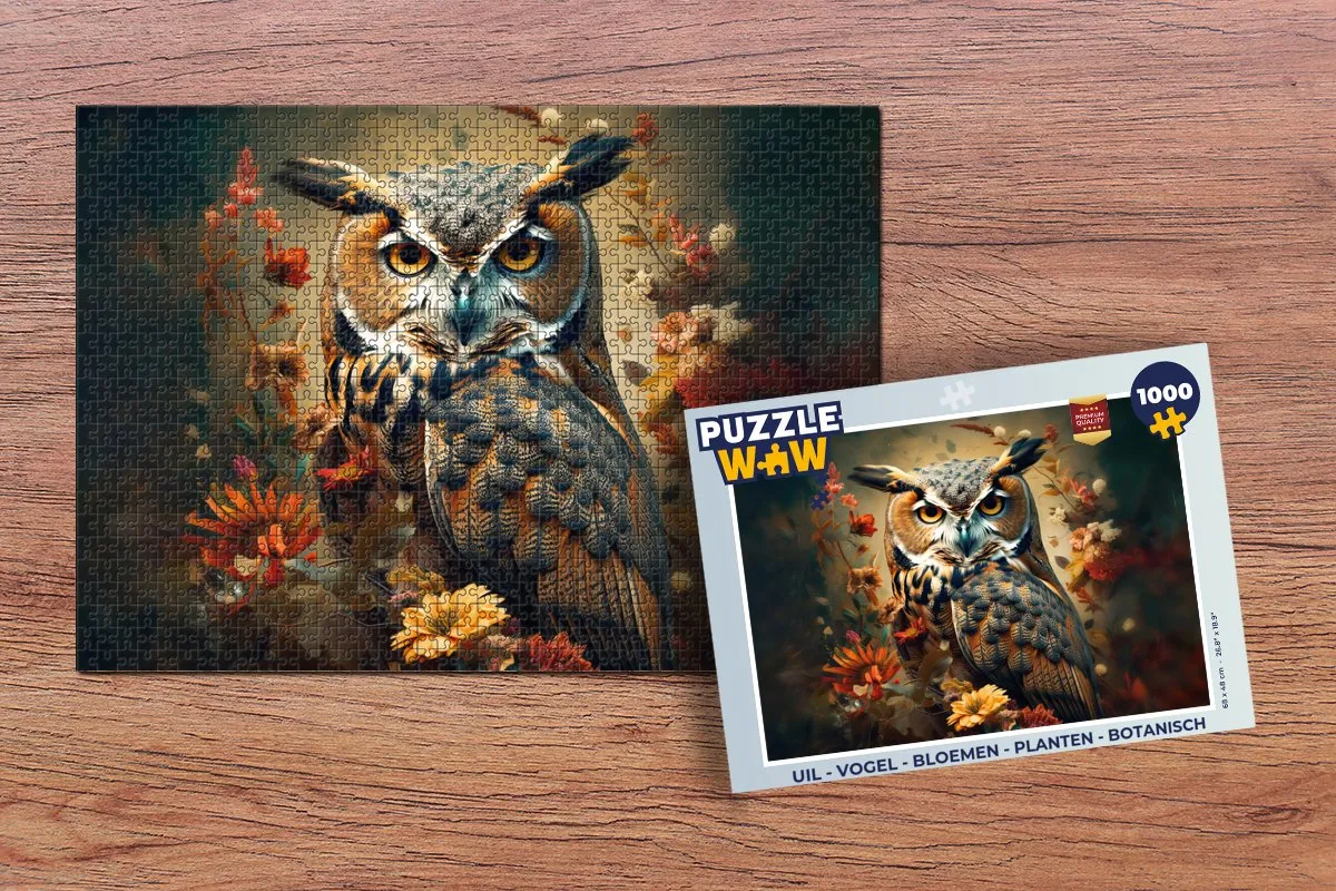 PuzzleWow Vogel Botanisch Legpuzzel 1000 Stuks - Multicolor