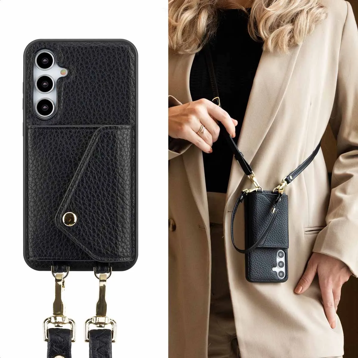 Selencia Koordhoes Samsung Galaxy A35 - 2 Pasjes - Zwart