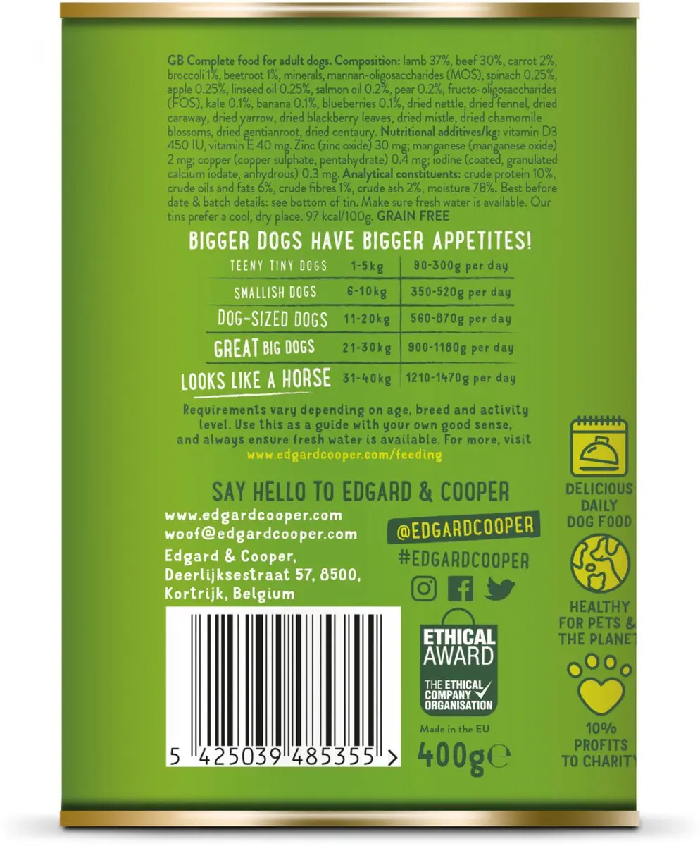 Edgard & Cooper Lam & Rund Blik 400g