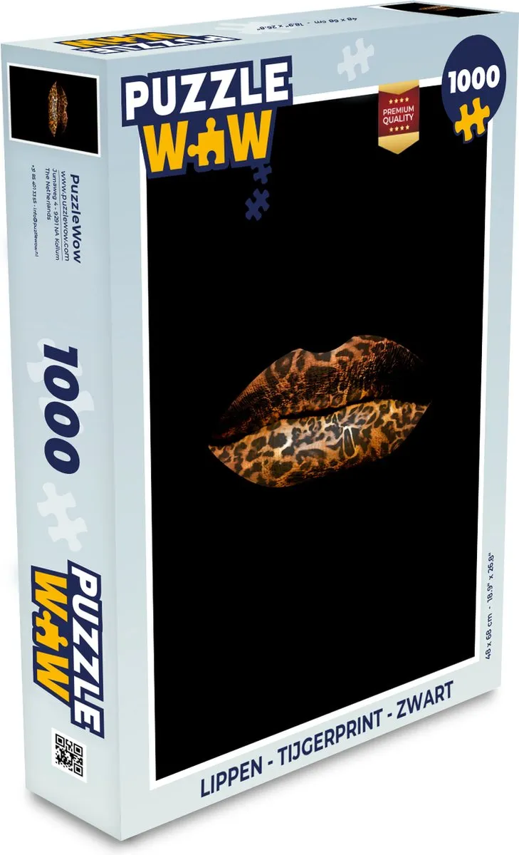 PuzzleWow Lippen Tijgerprint Legpuzzel 1000 Stuks - Multicolor