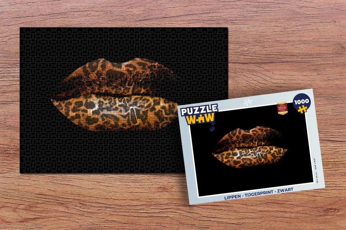 PuzzleWow Lippen Tijgerprint Legpuzzel 1000 Stuks - Multicolor