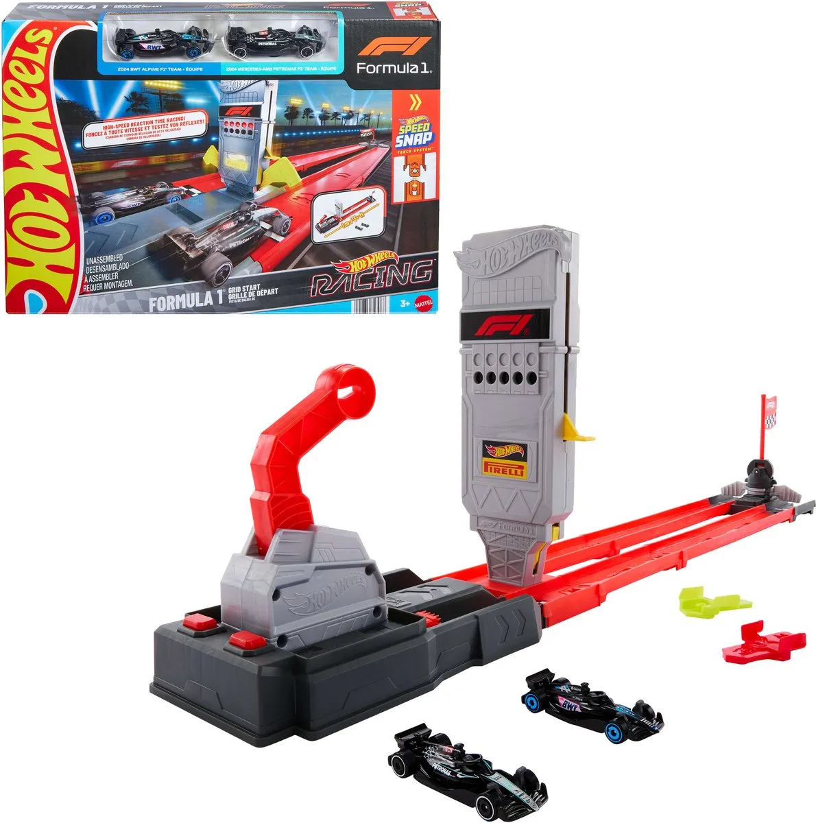 Hot Wheels Racing F1 Startplaats Baanset JKM88 - 2 Metal F1 Auto's Multicolor - afbeelding 6 van 6