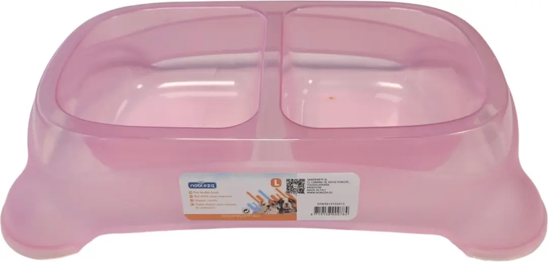 Nobleza Dubbele Hondenvoerbak Roze - Maat L - 2x800ml