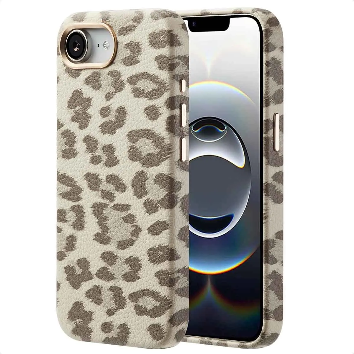 Selencia Hoesje iPhone 16e Sabi Panterprint MagSafe - Beige