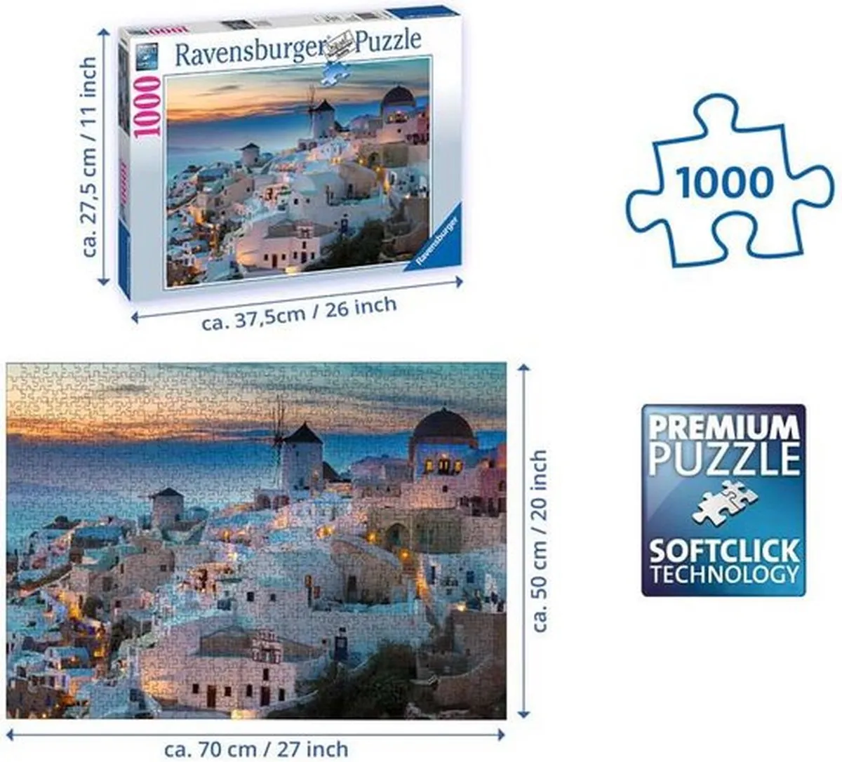 Ravensburger Avond in Santorini Legpuzzel 1000 Stuks - Multicolor