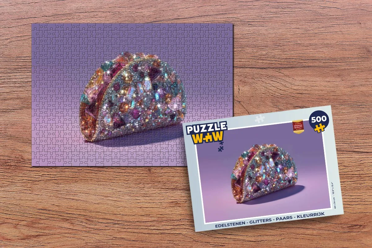 PuzzleWow Edelstenen Glitters Legpuzzel 500 Stuks - Paars/Kleurrijk