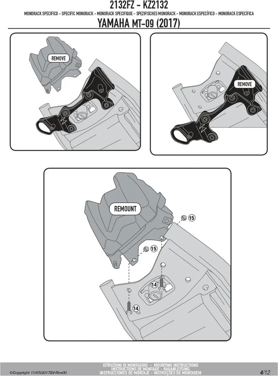 Givi Monokey Monolock Topcasehouder Yamaha 900 MT-09 - Zwart