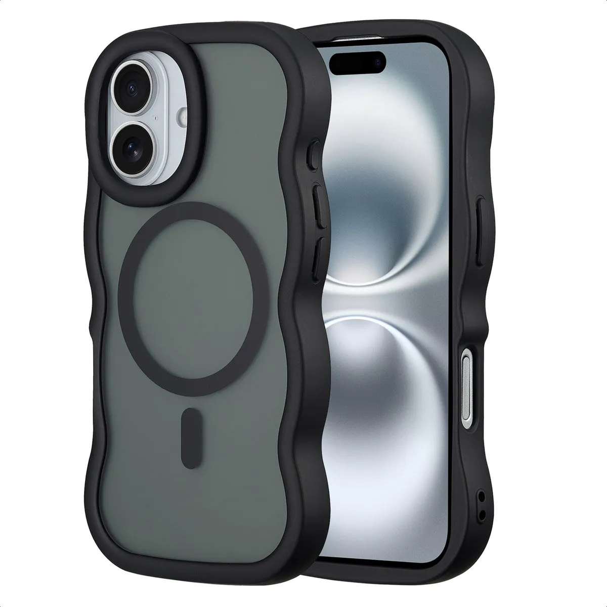 Selencia Wavy Case iPhone 16 - Zwart