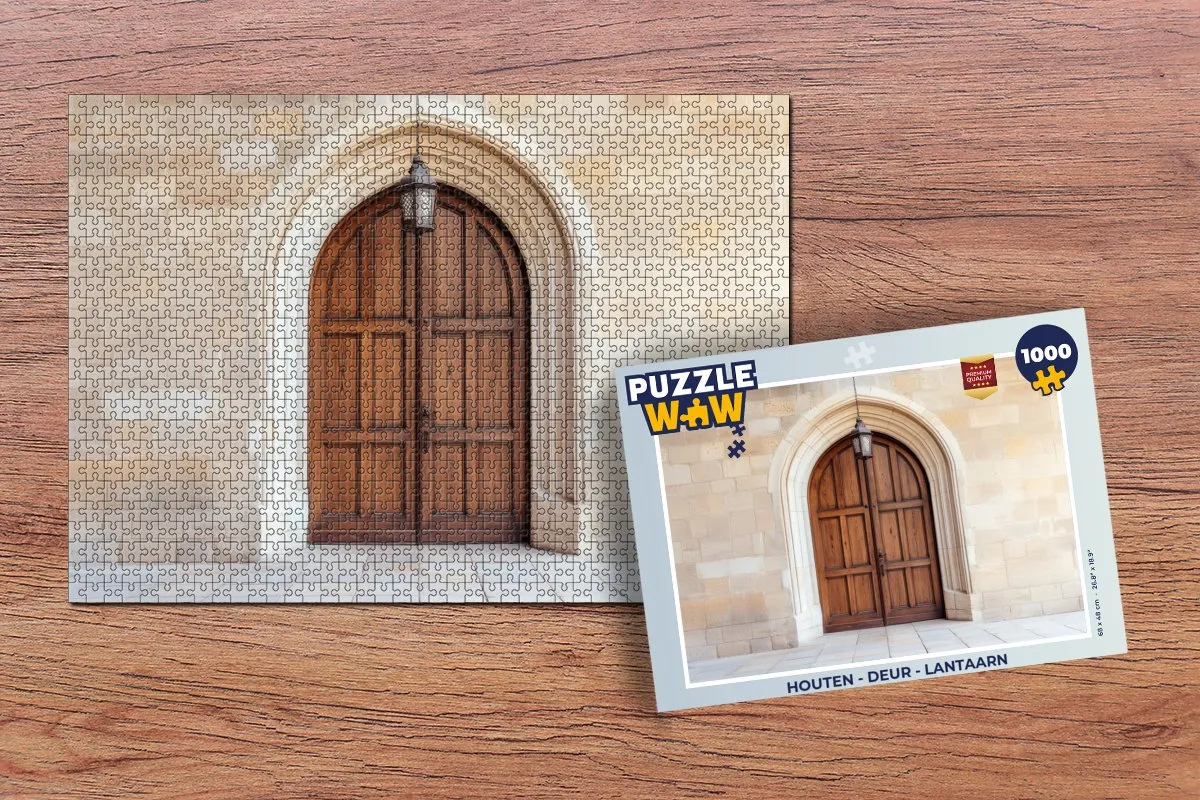 PuzzleWow Houten Deur Lantaarn Legpuzzel 1000 Stuks - Beige