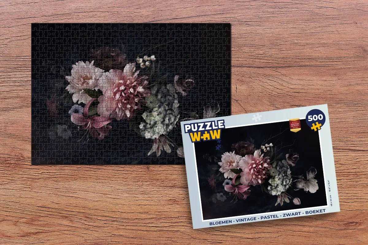 PuzzleWow Bloemen Vintage Legpuzzel 500 Stuks - Multicolor