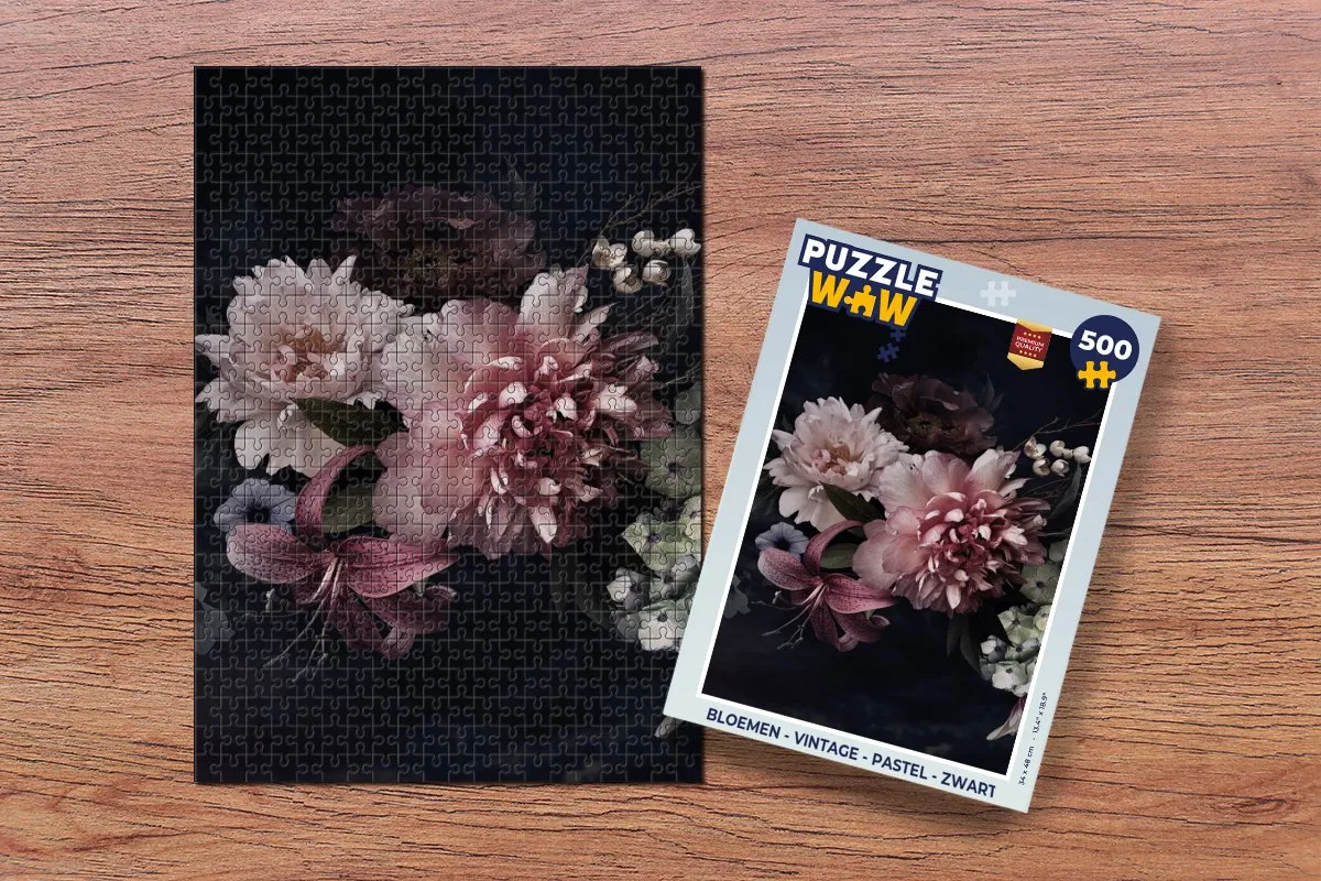 PuzzleWow Bloemen Vintage Legpuzzel 500 Stuks - Multicolor