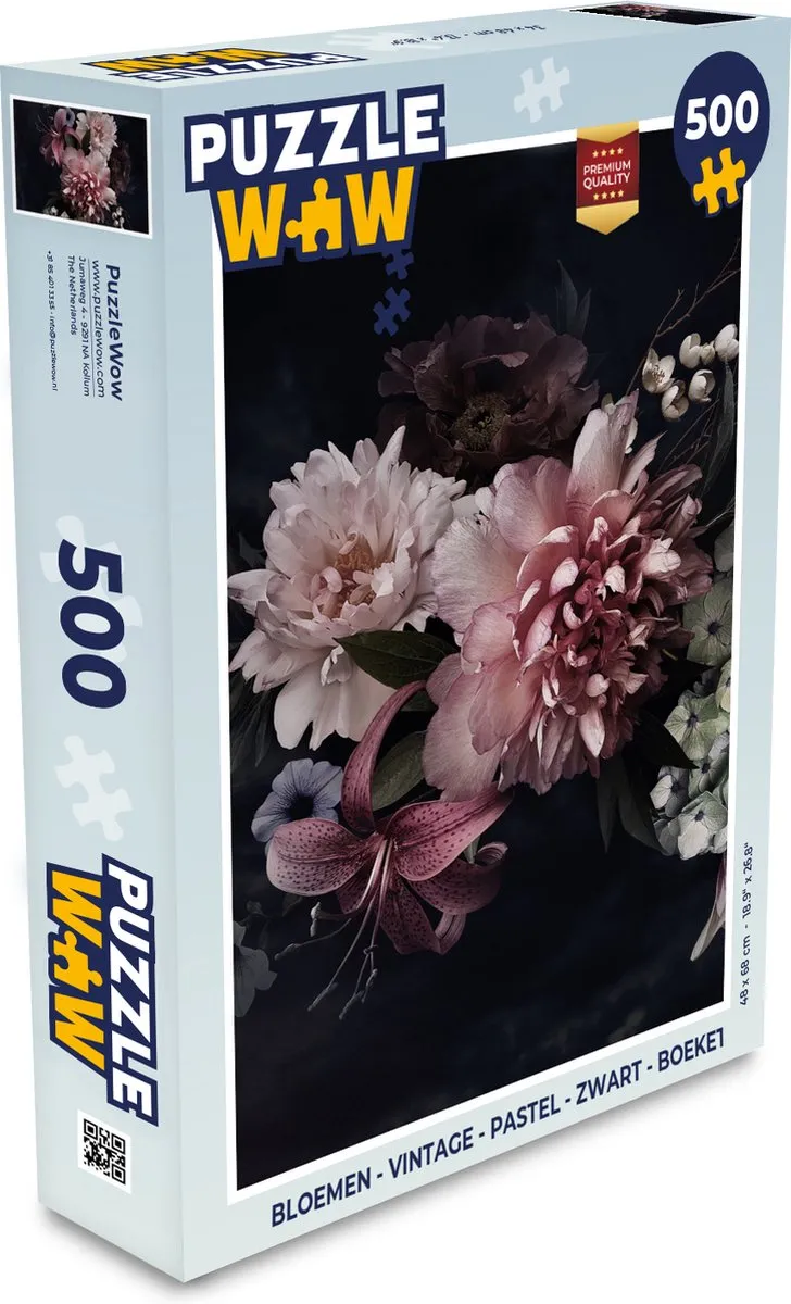 PuzzleWow Bloemen Vintage Legpuzzel 500 Stuks - Multicolor