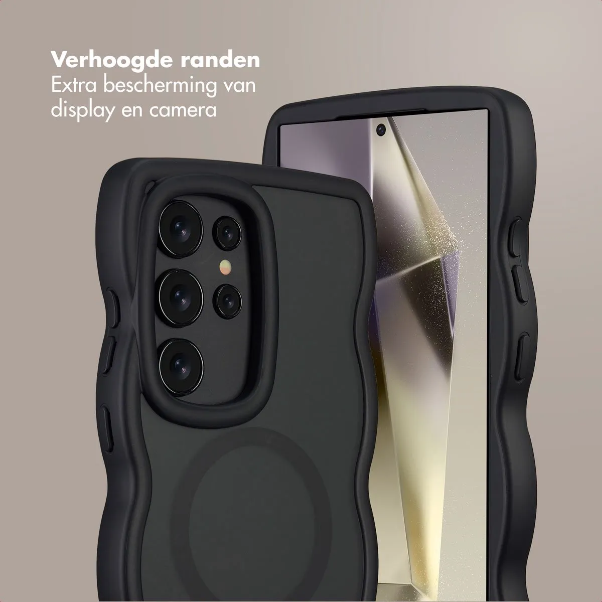 Selencia Wavy Case Samsung Galaxy S24 Ultra - Zwart