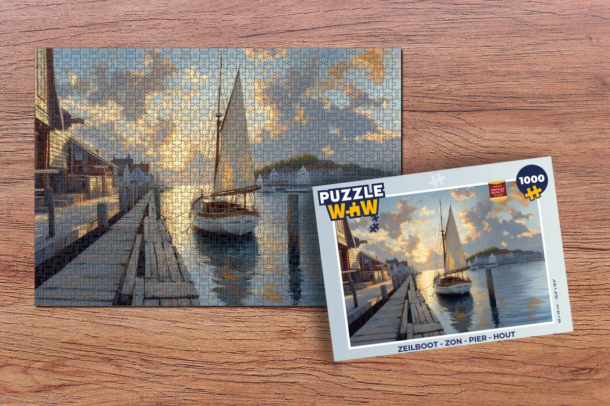 PuzzleWow Zeilboot Legpuzzel 1000 Stuks - Zeilboot/Pier