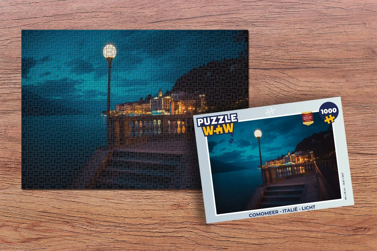 PuzzleWow Comomeer Italië Legpuzzel 1000 Stuks - Multicolor