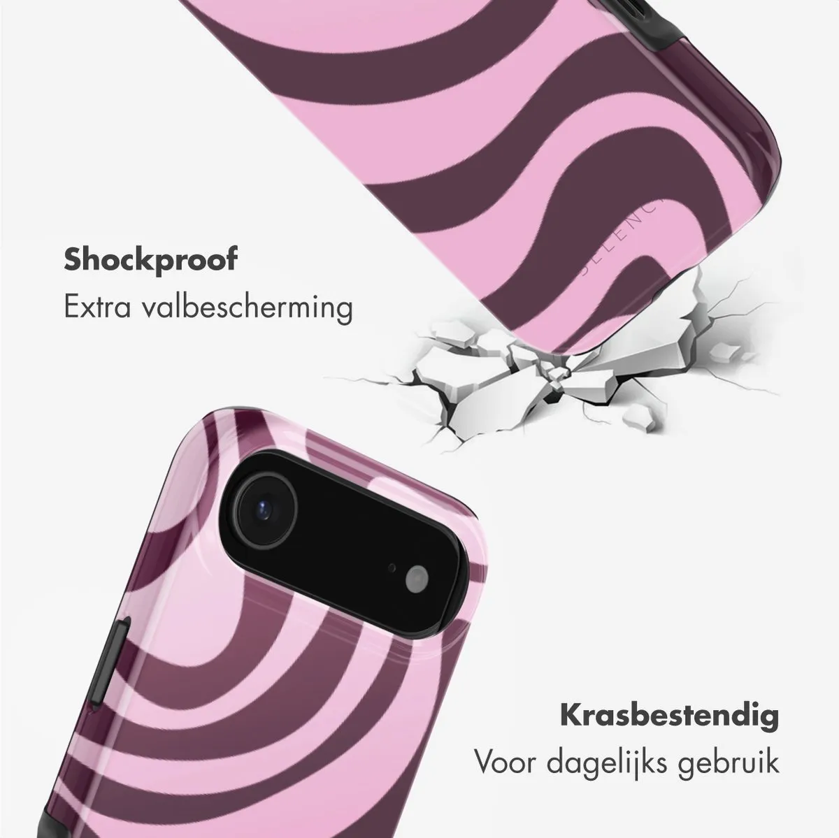 Selencia iPhone 17 Air Hoesje - MagSafe Wavy Swirl Pink Plum