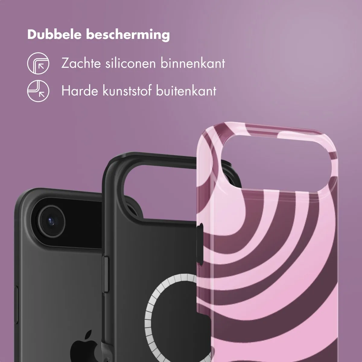 Selencia iPhone 17 Air Hoesje - MagSafe Wavy Swirl Pink Plum