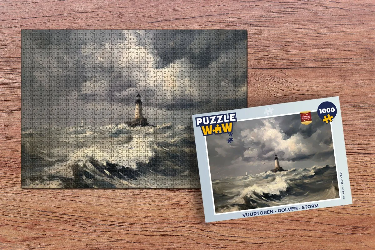 PuzzleWow Vuurtoren - Golven Legpuzzel 1000 Stuks