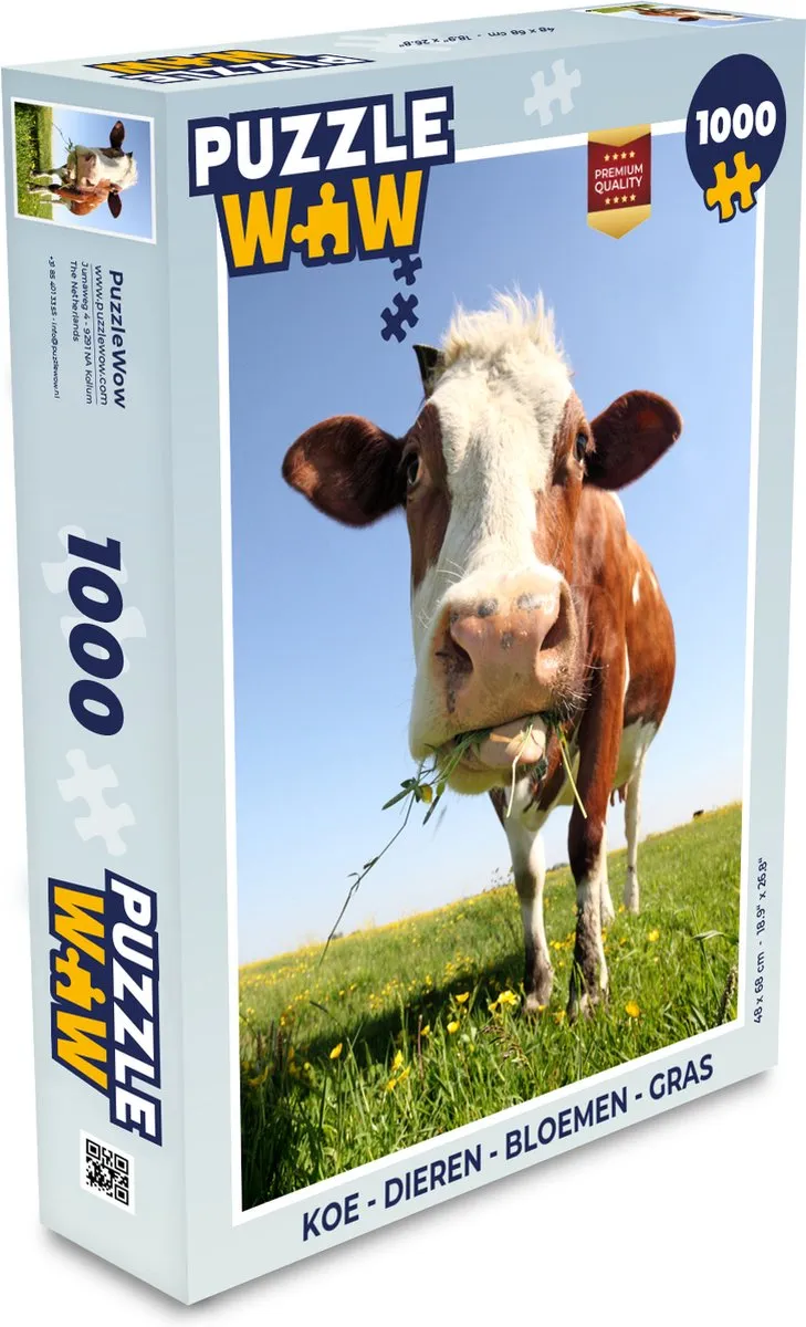 PuzzleWow Koe Legpuzzel 1000 Stuks - Multicolor