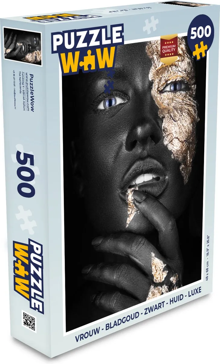 PuzzleWow Vrouw Bladgoud Zwart Legpuzzel 500 Stuks