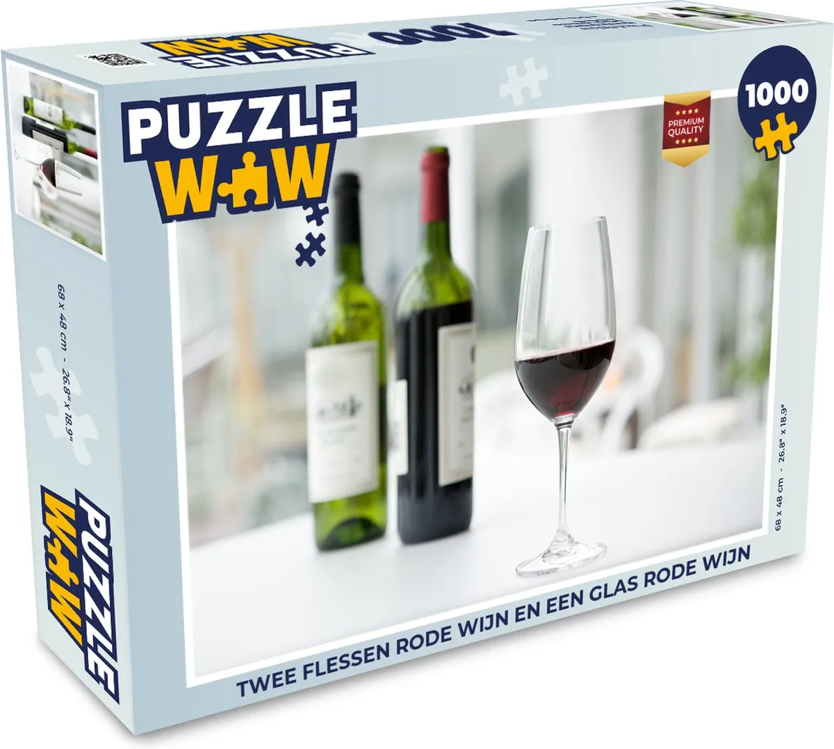 PuzzleWow Legpuzzel Twee flessen rode wijn 1000 Stuks