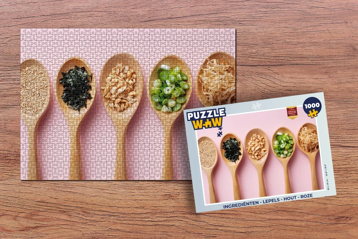 PuzzleWow Ingrediënten Lepels Houten Puzzel 1000 Stuks - Roze