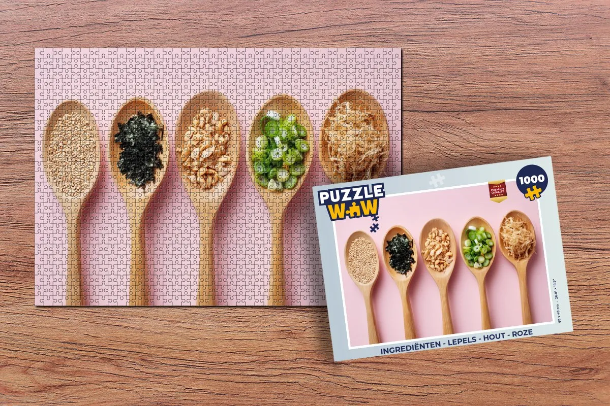 PuzzleWow Ingrediënten Lepels Houten Puzzel 1000 Stuks - Roze