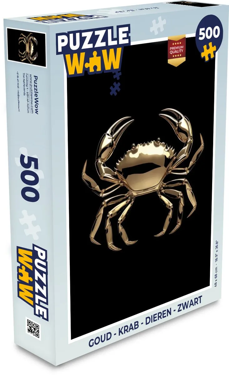 PuzzleWow Krab Legpuzzel 500 Stuks - Goud/Zwart