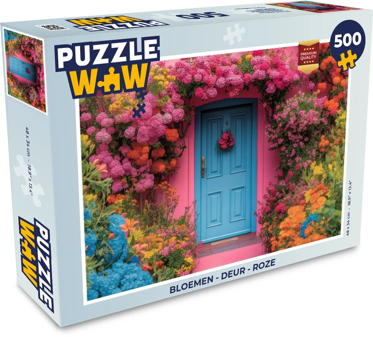 PuzzleWow Bloemen Deur Roze Legpuzzel 500 Stuks