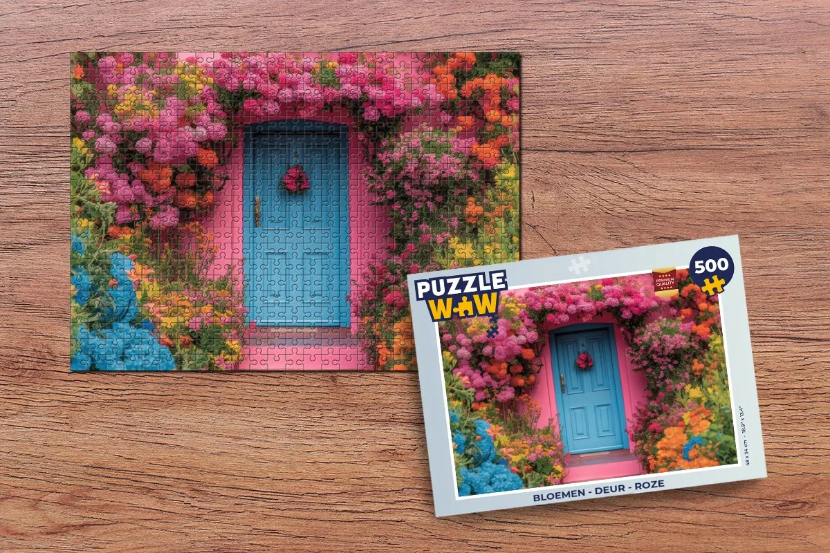 PuzzleWow Bloemen Deur Roze Legpuzzel 500 Stuks