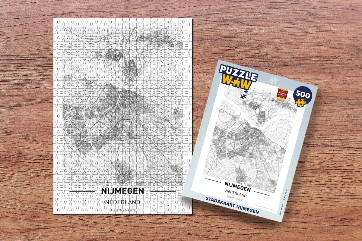 PuzzleWow Stadskaart Nijmegen Legpuzzel 500 Stuks - Multicolor